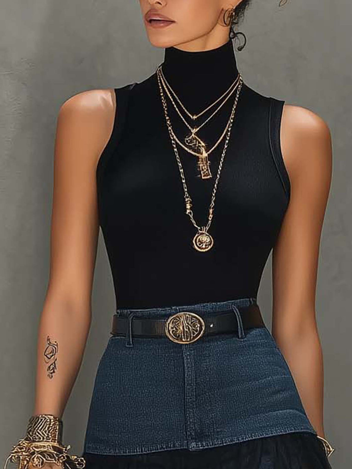 Amanda - the Denim And Mesh Set