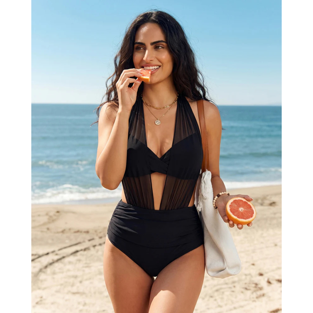 Nixie – 2-in-1 High Waisted Tummy Control Mesh Bikini Set