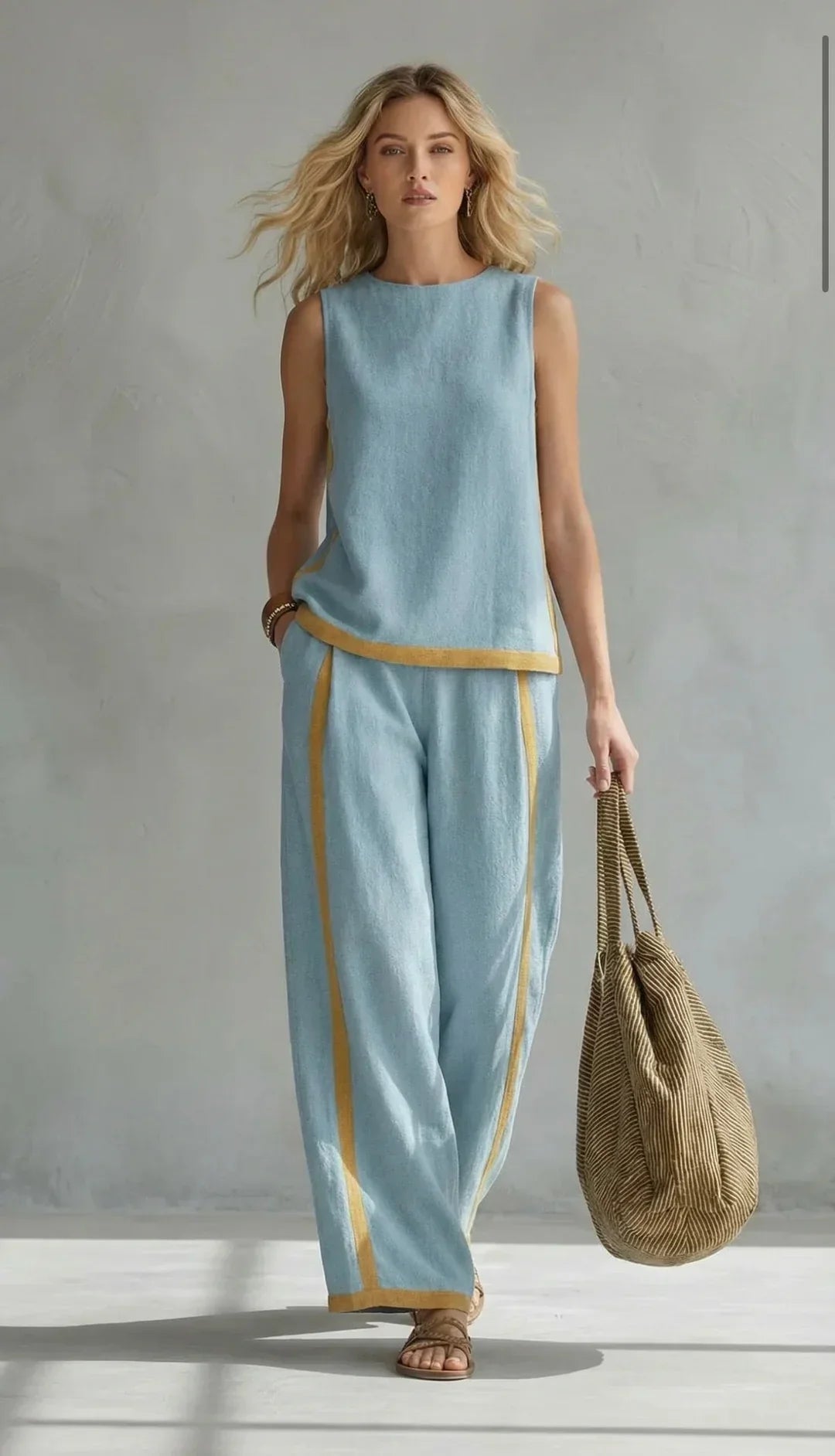 Piper - Contrast-Trim Two-Piece Set