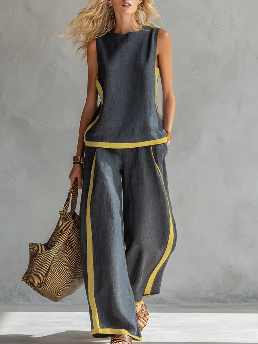 Piper - Contrast-Trim Two-Piece Set