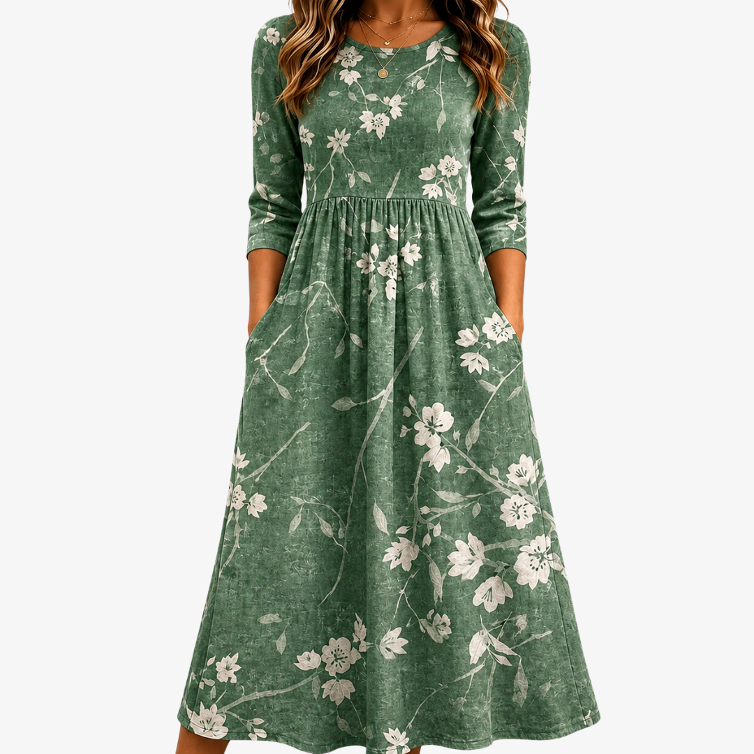 Evergreen Bloom | Midi Spring Dress
