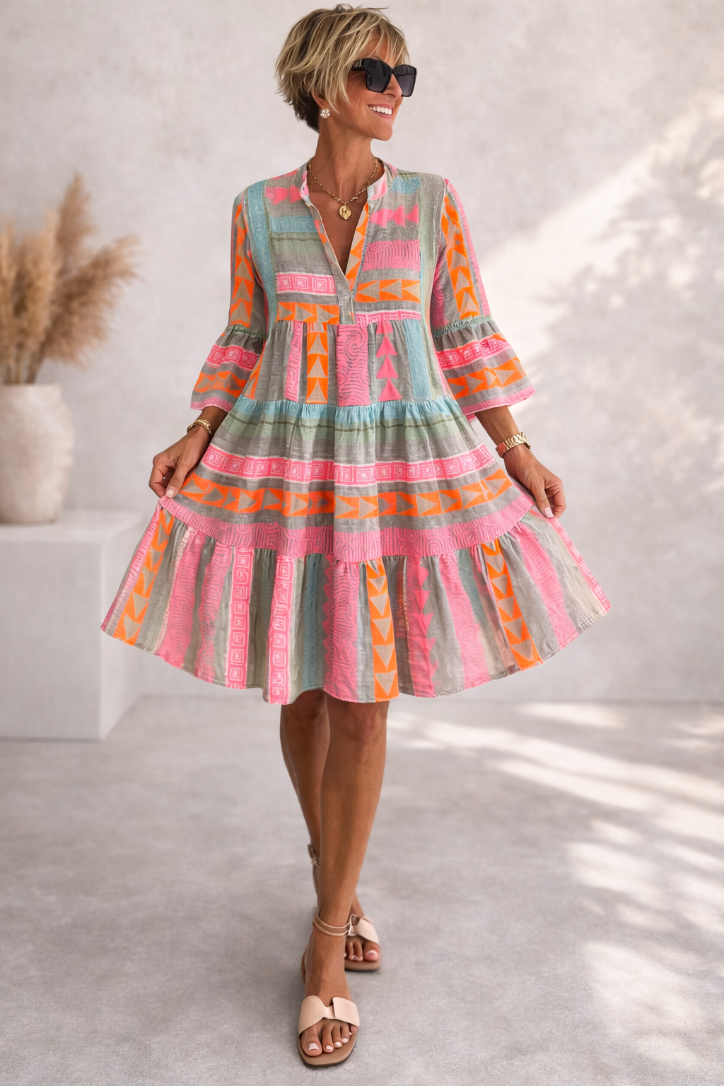 Lucy - Patterned Flowing Midi Dress