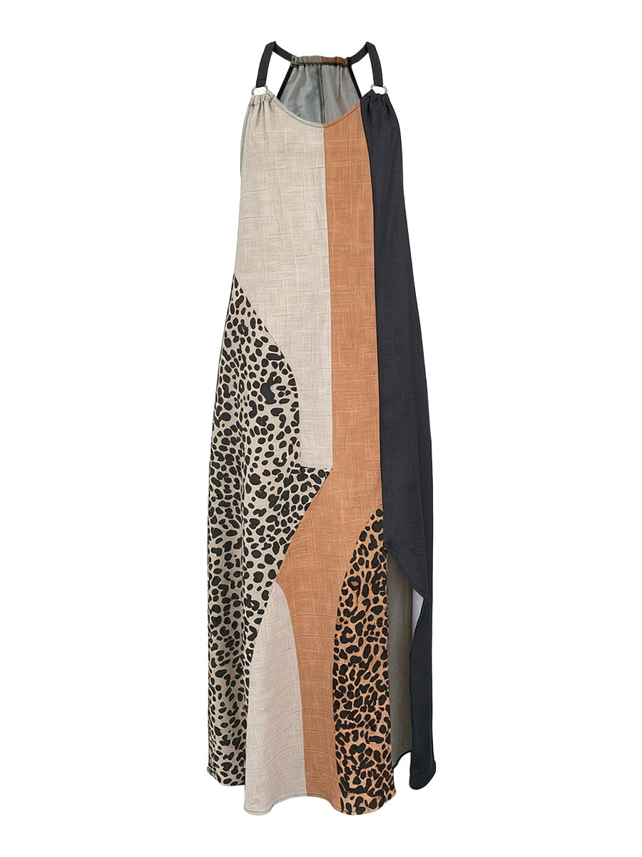 Myrna - Leopard Halter Maxi Dress