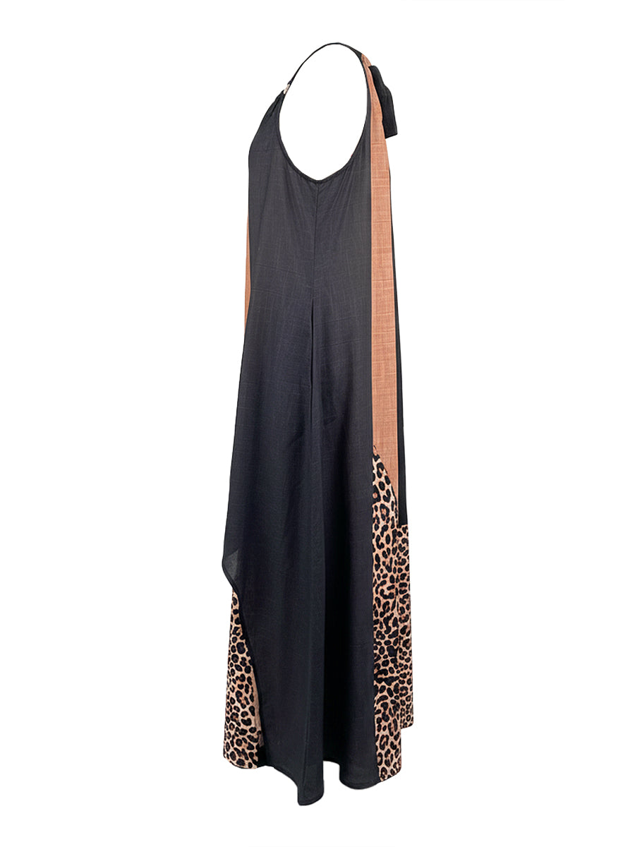 Myrna - Leopard Halter Maxi Dress