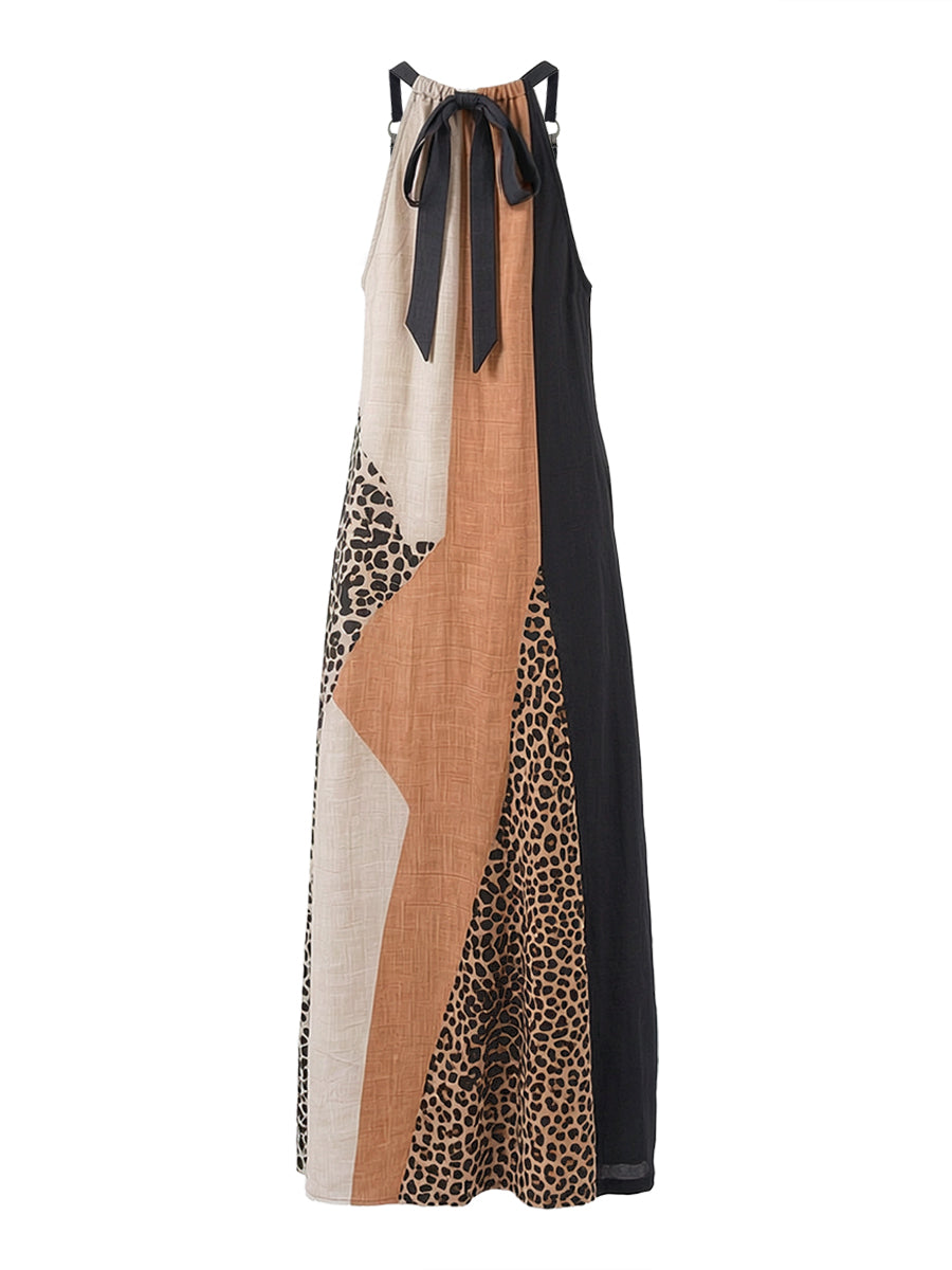 Myrna - Leopard Halter Maxi Dress
