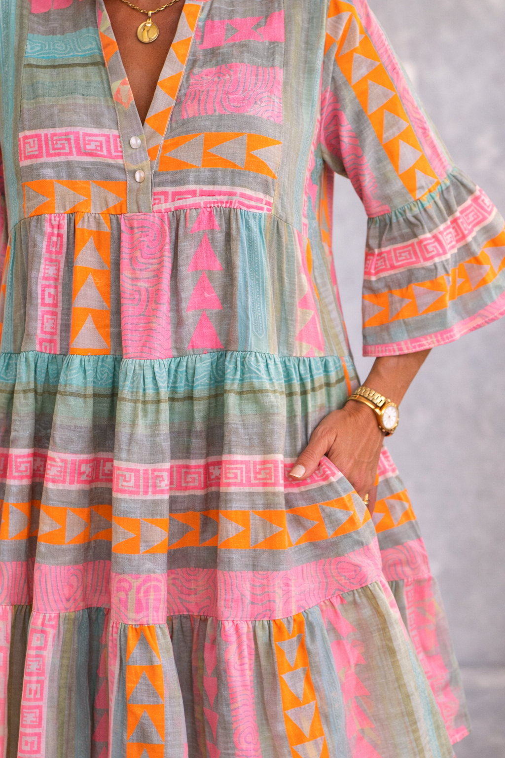 Lucy - Patterned Flowing Midi Dress