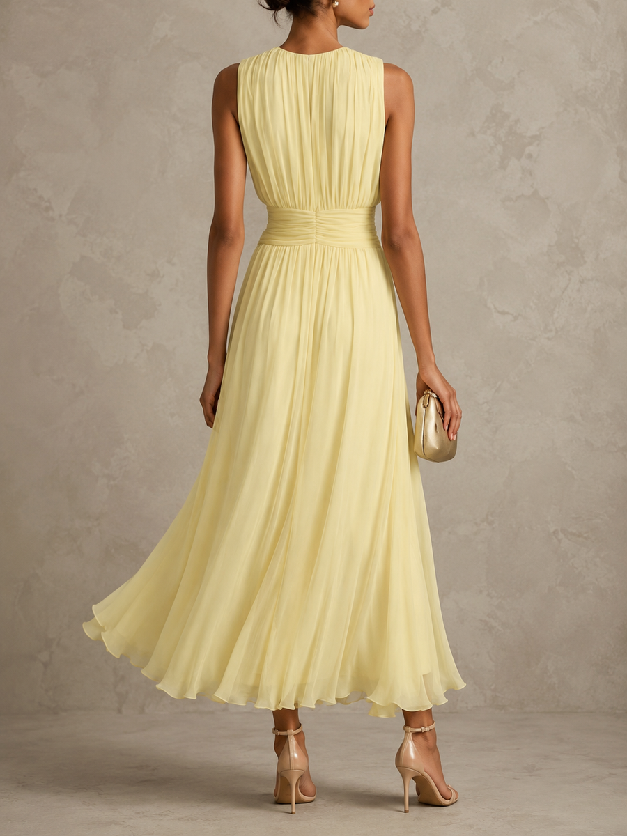 Roxanne - Ruched Waist Sleeveless Maxi Dress