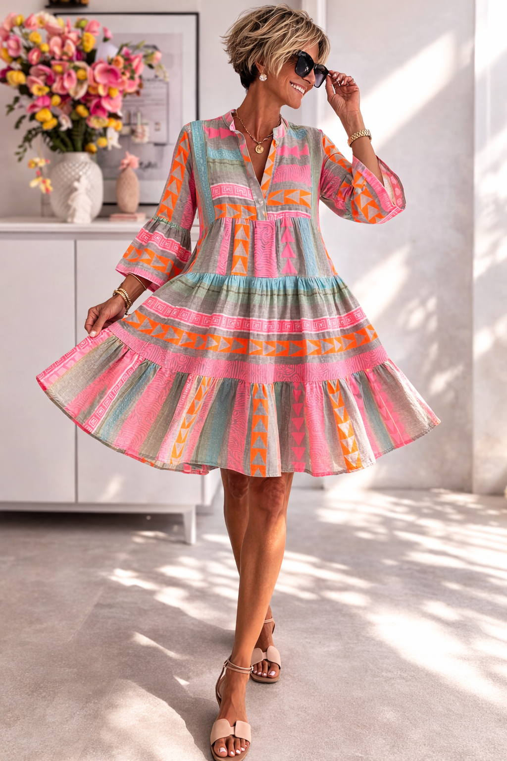 Lucy - Patterned Flowing Midi Dress