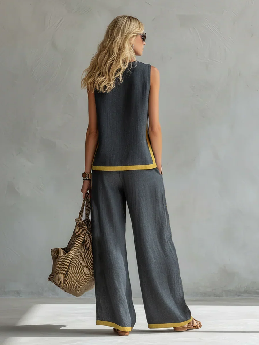 Piper - Contrast-Trim Two-Piece Set