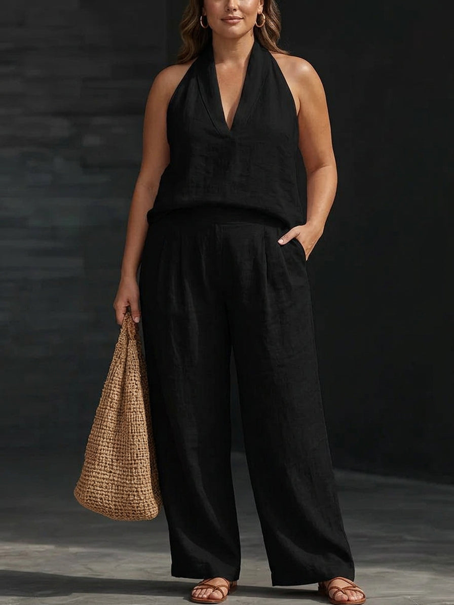 Zoë - Sleeveless Set with Wide Pants