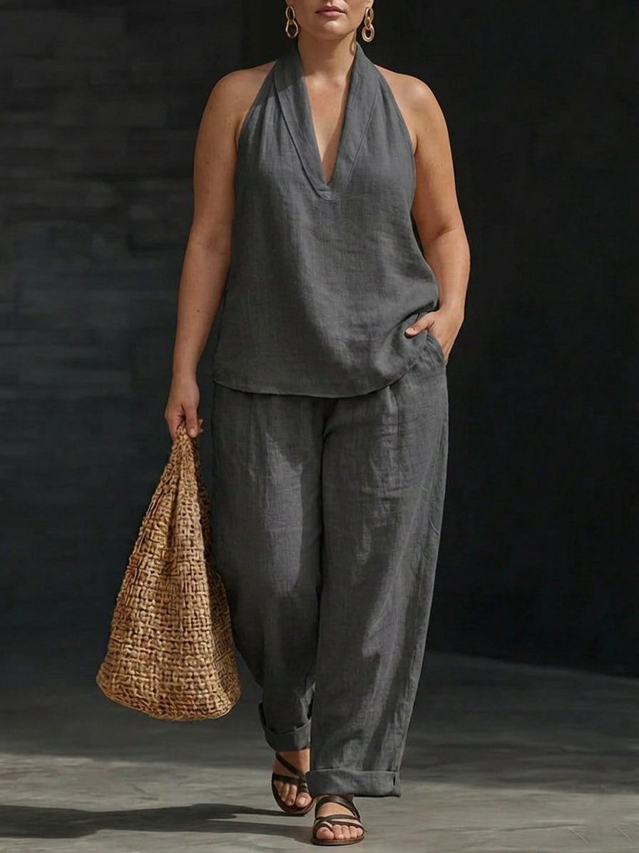 Zoë - Sleeveless Set with Wide Pants