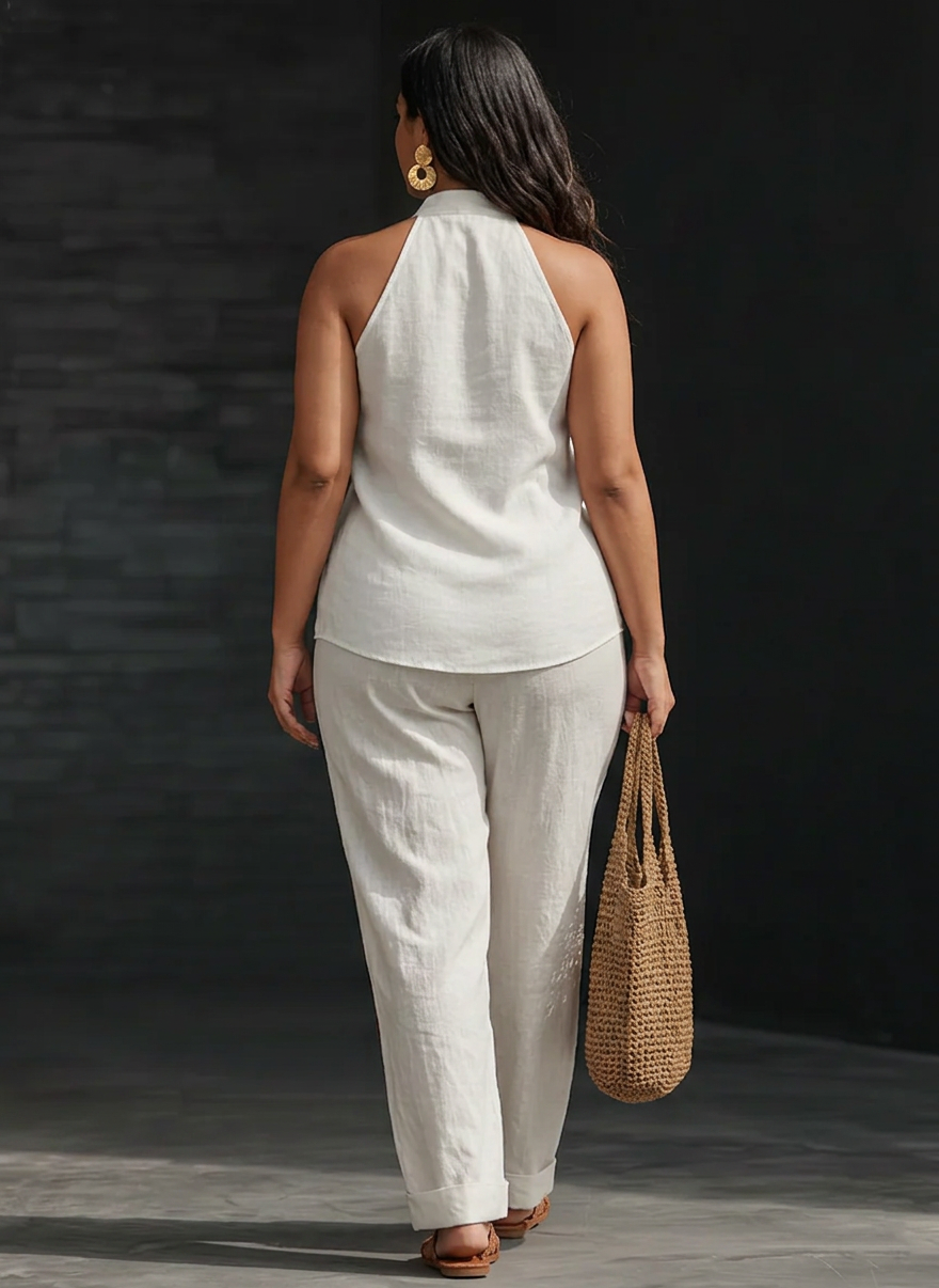 Zoë - Sleeveless Set with Wide Pants
