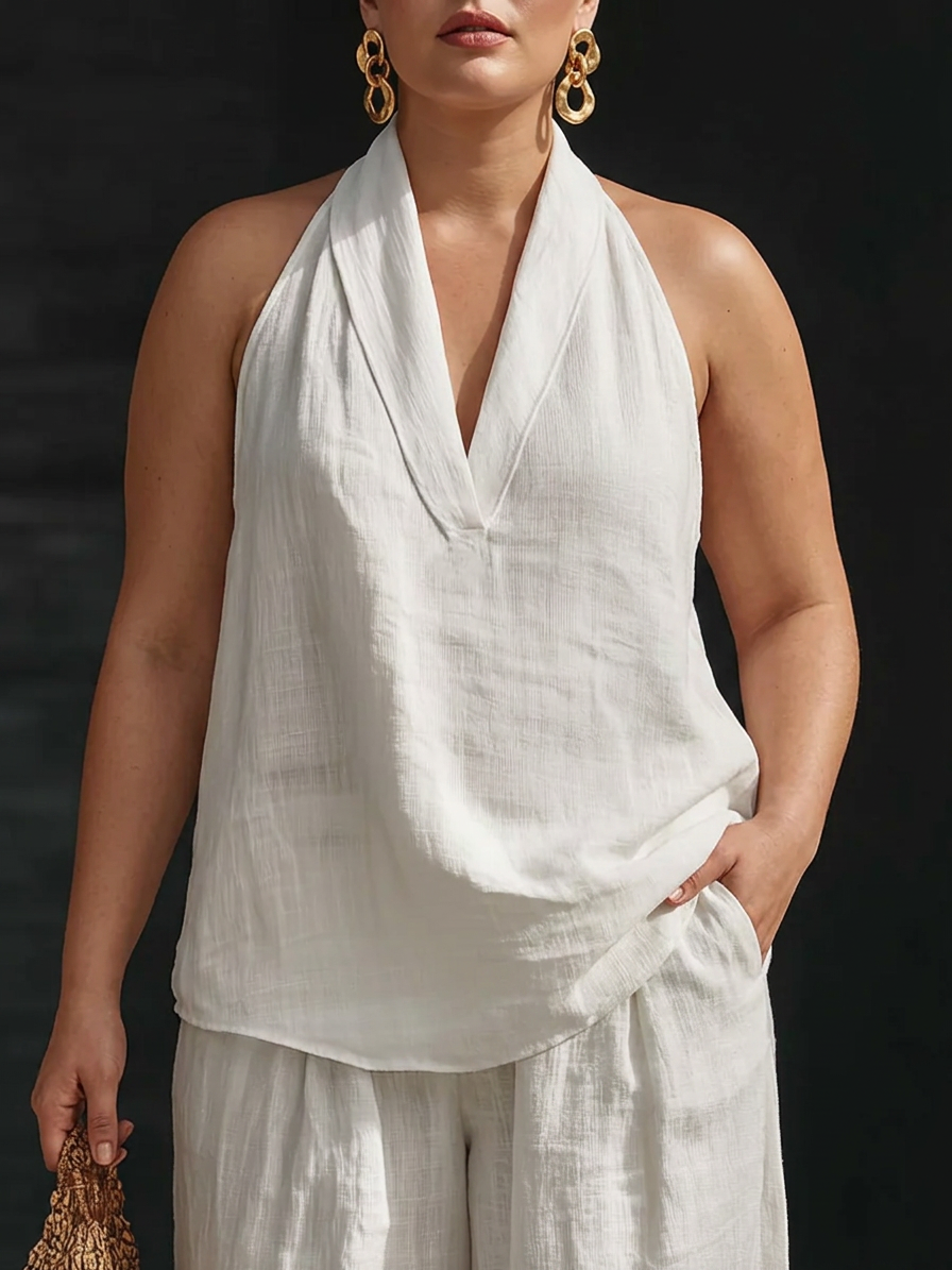 Zoë - Sleeveless Set with Wide Pants