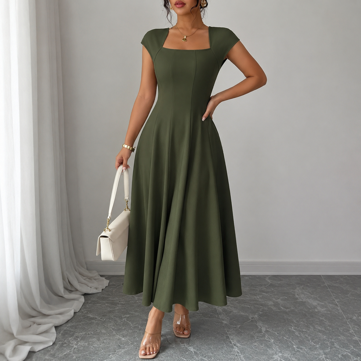Brooklyn - Classic Tummy-Control A-Line Midi Dress