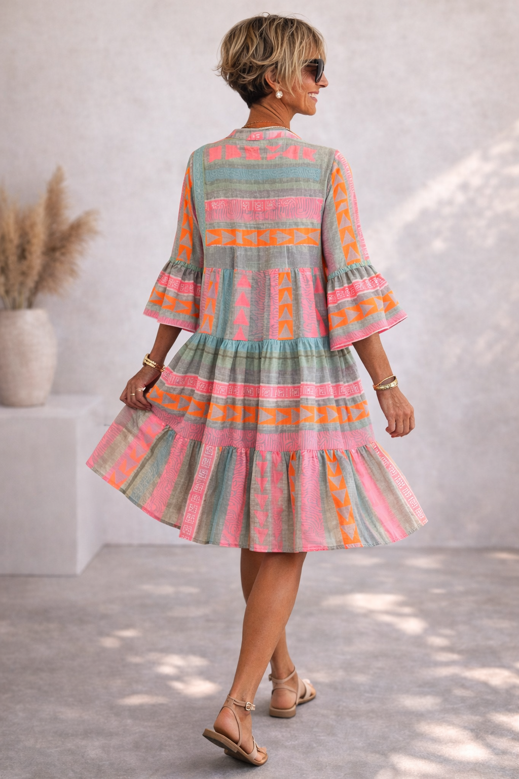 Lucy - Patterned Flowing Midi Dress