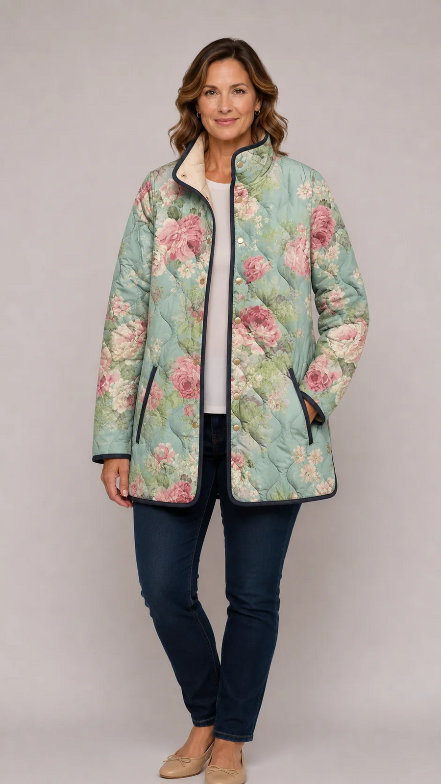 Nadine | Floral-Print Quilted Jacket