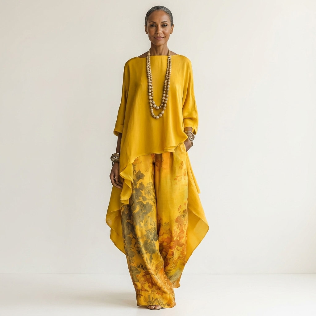 Cariola - Cotton-Silk Two-Piece Set with Asymmetric Tunic