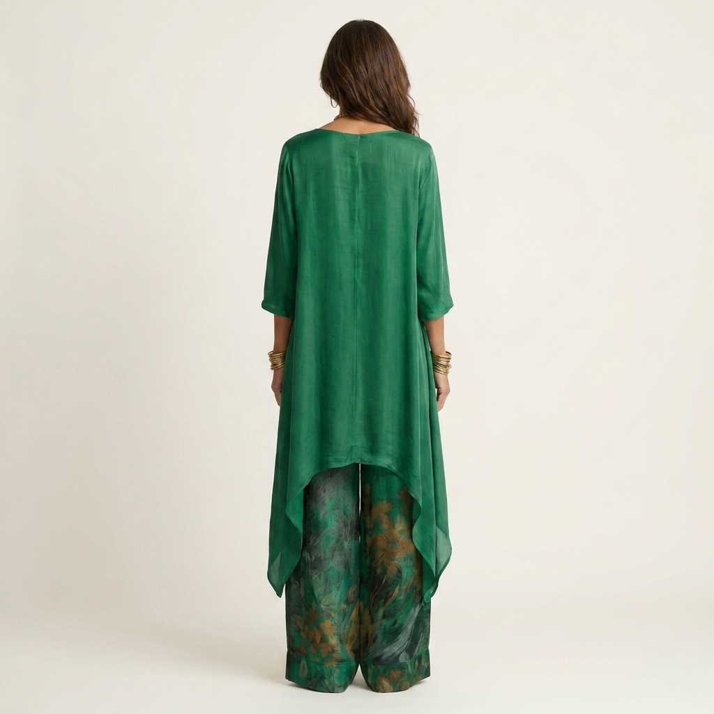 Cariola - Cotton-Silk Two-Piece Set with Asymmetric Tunic