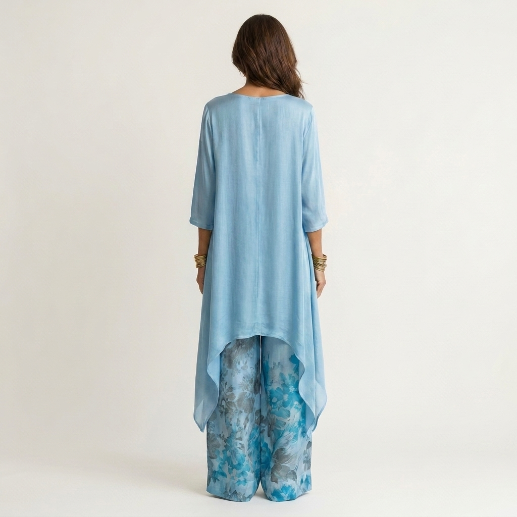 Cariola - Cotton-Silk Two-Piece Set with Asymmetric Tunic