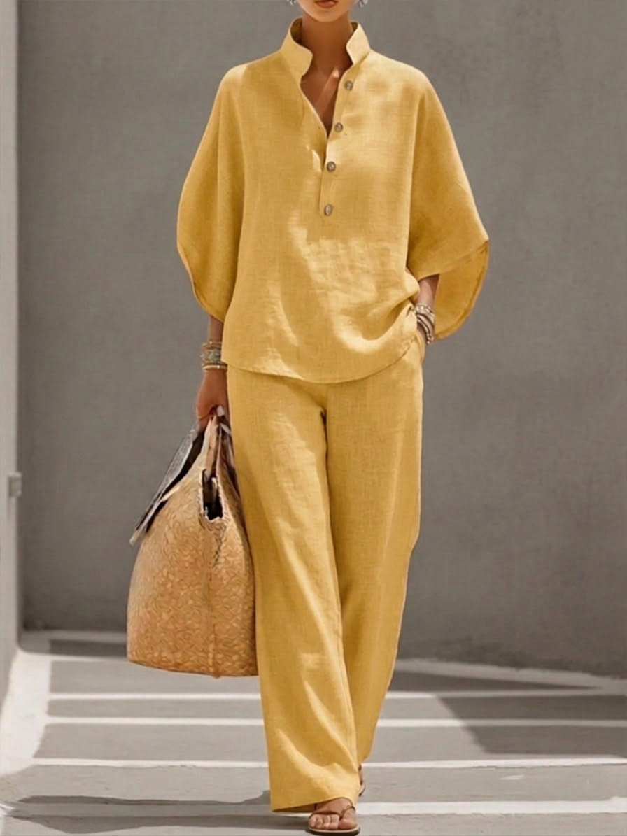 Relaxed Fit Linen Two-Piece Set