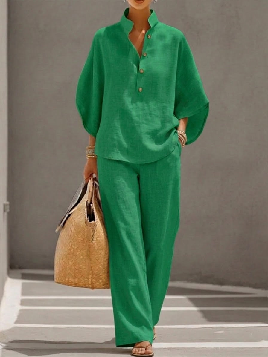 Relaxed Fit Linen Two-Piece Set