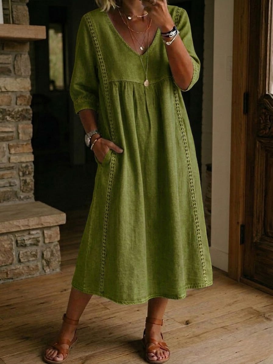 Artistic Floral Sleeve Maxi Dress