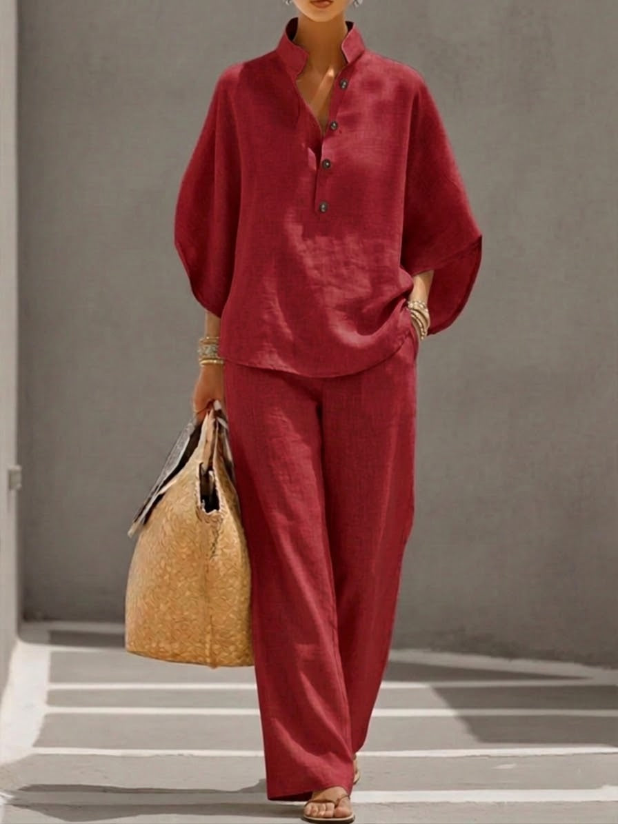 Relaxed Fit Linen Two-Piece Set