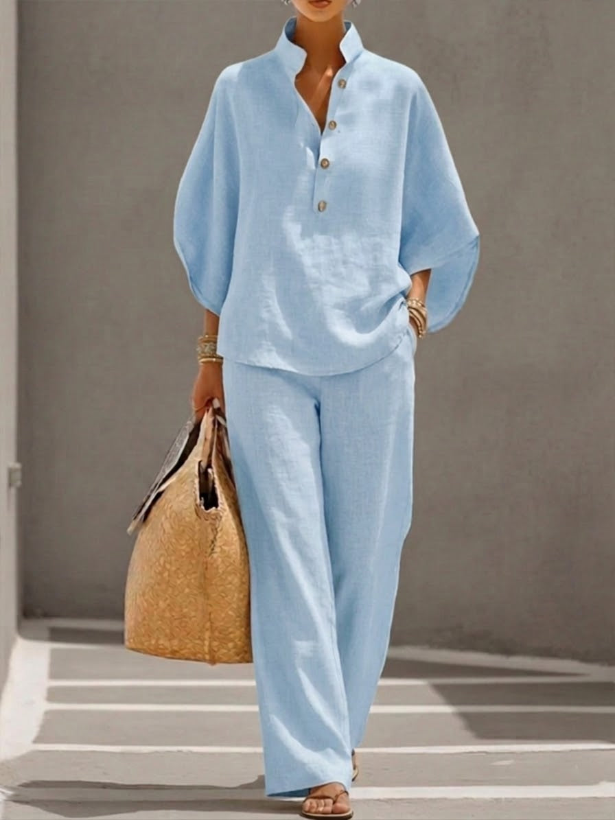 Relaxed Fit Linen Two-Piece Set