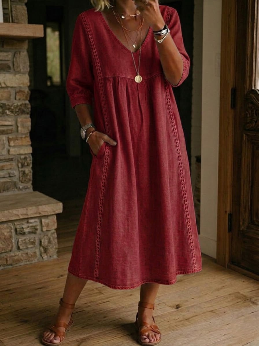 Artistic Floral Sleeve Maxi Dress