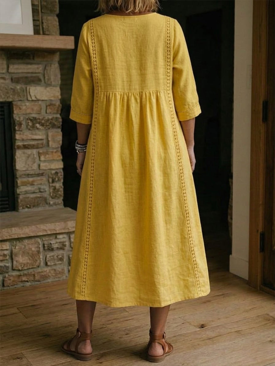 Artistic Floral Sleeve Maxi Dress