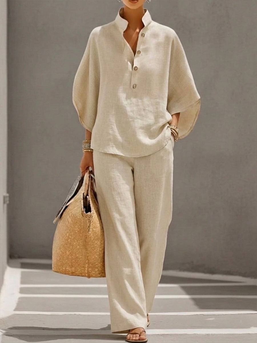 Relaxed Fit Linen Two-Piece Set