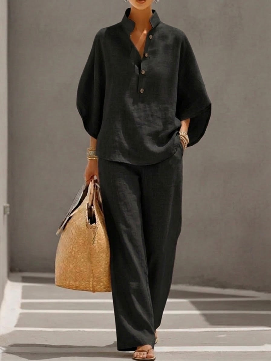 Relaxed Fit Linen Two-Piece Set