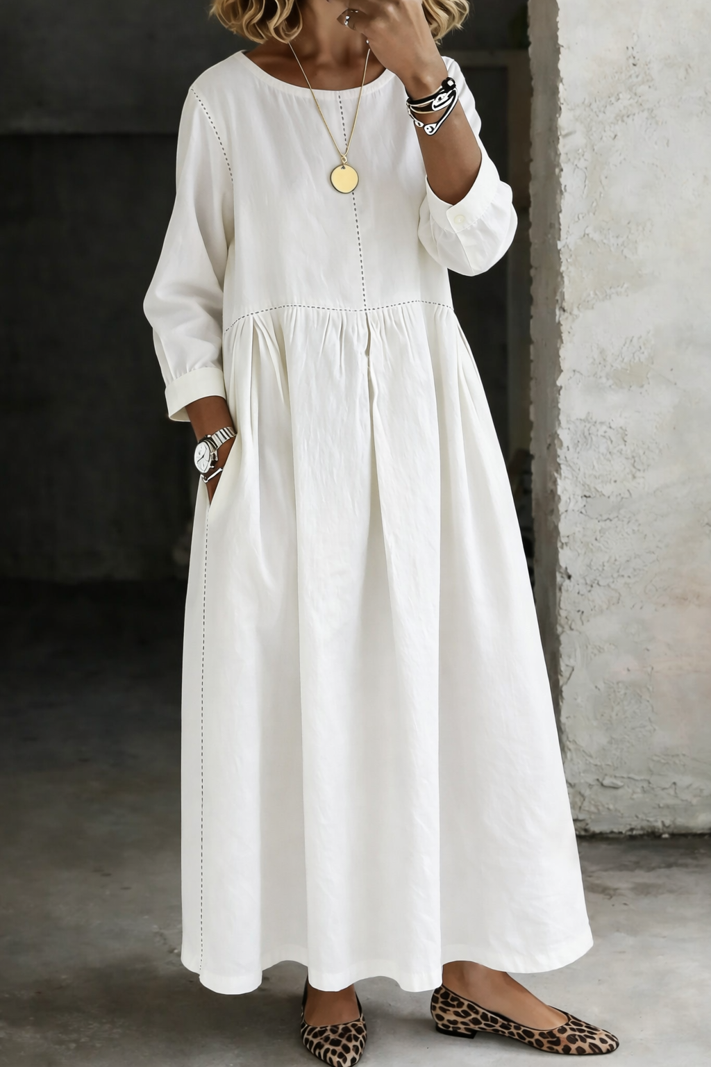 Roberta - Relaxed Denim Dress – Maxi Long Sleeve