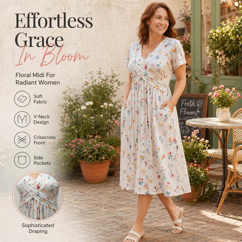 Carlotta - Floral Wrap Midi Dress