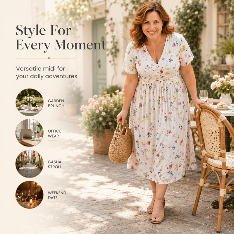 Carlotta - Floral Wrap Midi Dress