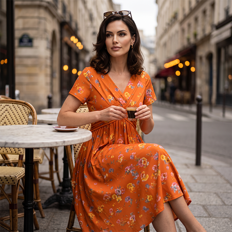 Carlotta - Floral Wrap Midi Dress